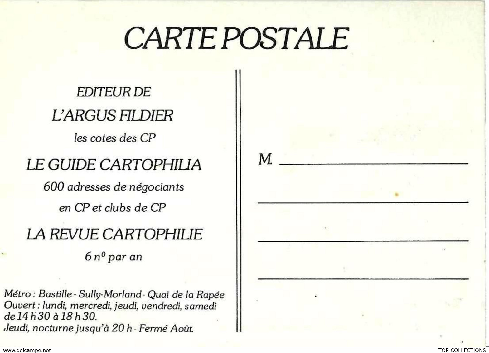 CARTE COULEURS ART NOUVEAU FILDIER CARTOPHILIE Bd Morland Paris - Werbung