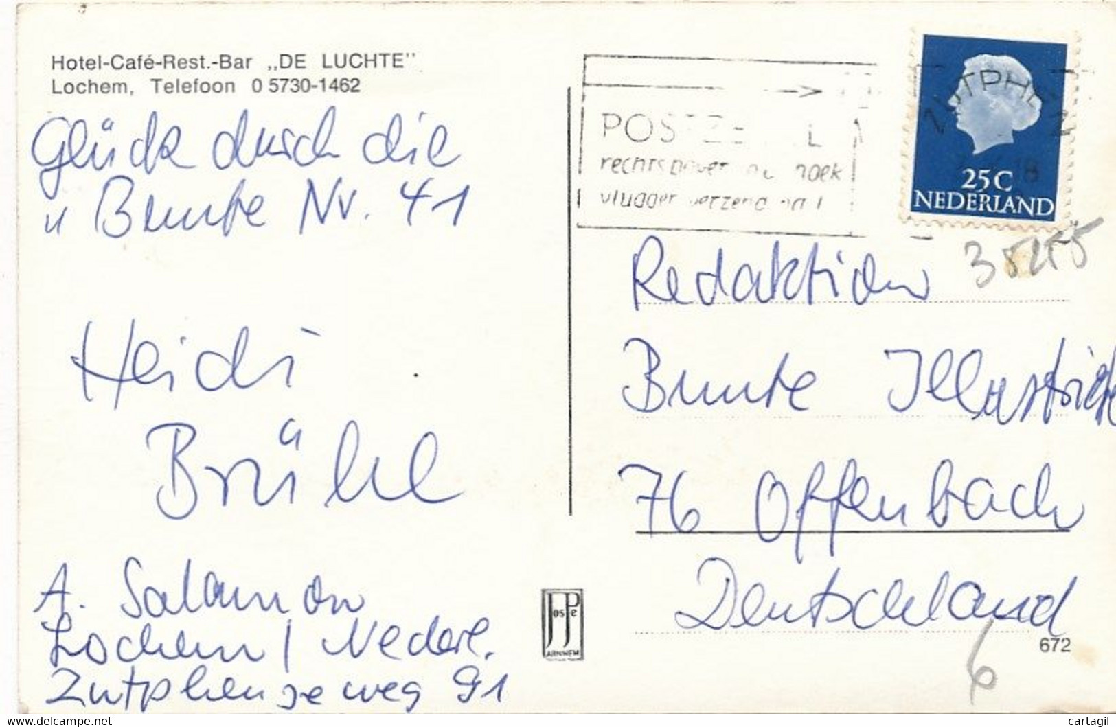 CPM ( Carte Photo) - 35255-Pays Bas - Lochem - Hotel " De Luchte" -Envoi Gratuit - Lochem