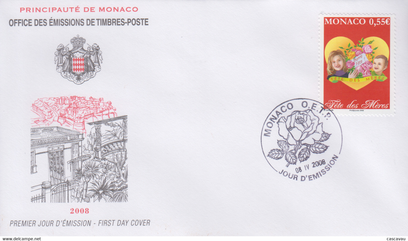 Enveloppe  FDC  1er  Jour   MONACO    Fête  Des  Méres   2008 - Moederdag