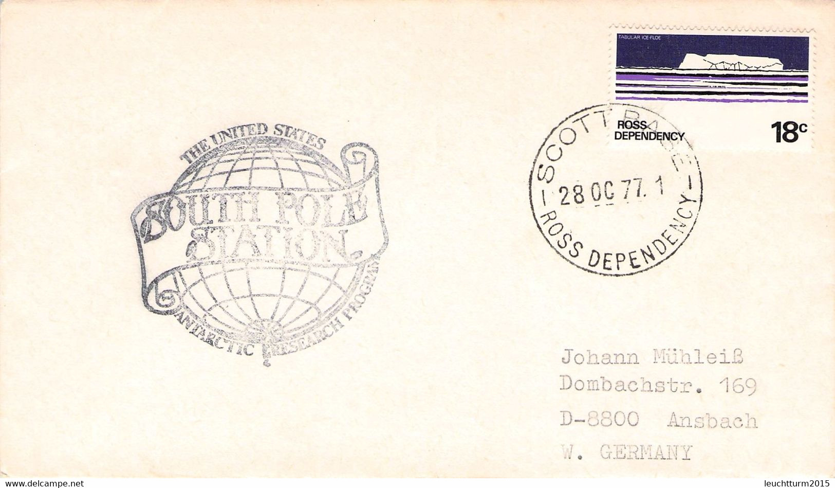 ROSS DEPENDENCY - LETTER 1977 SCOTT BASE > GERMANY / ZO193 - Lettres & Documents