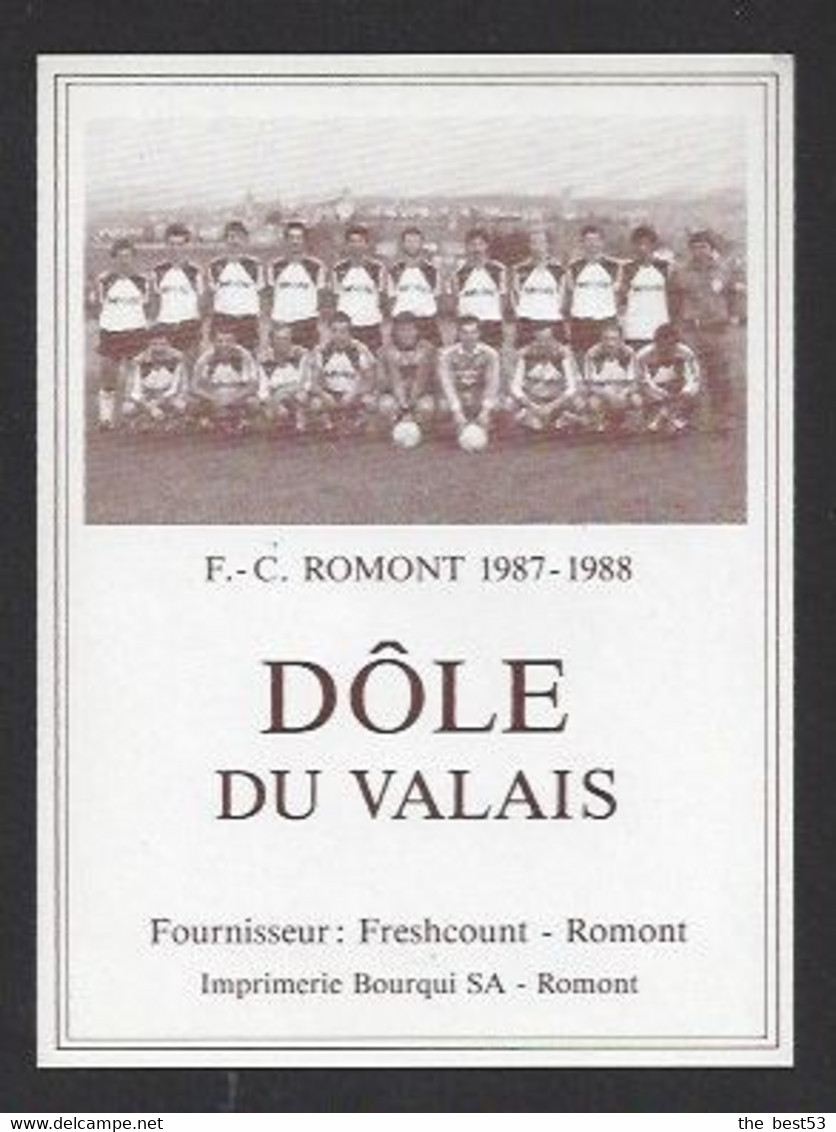 Etiquette De Vin Dôle    -  FC  Romont (suisse)  -  Saison 1987/1988  - Thème Foot - Soccer