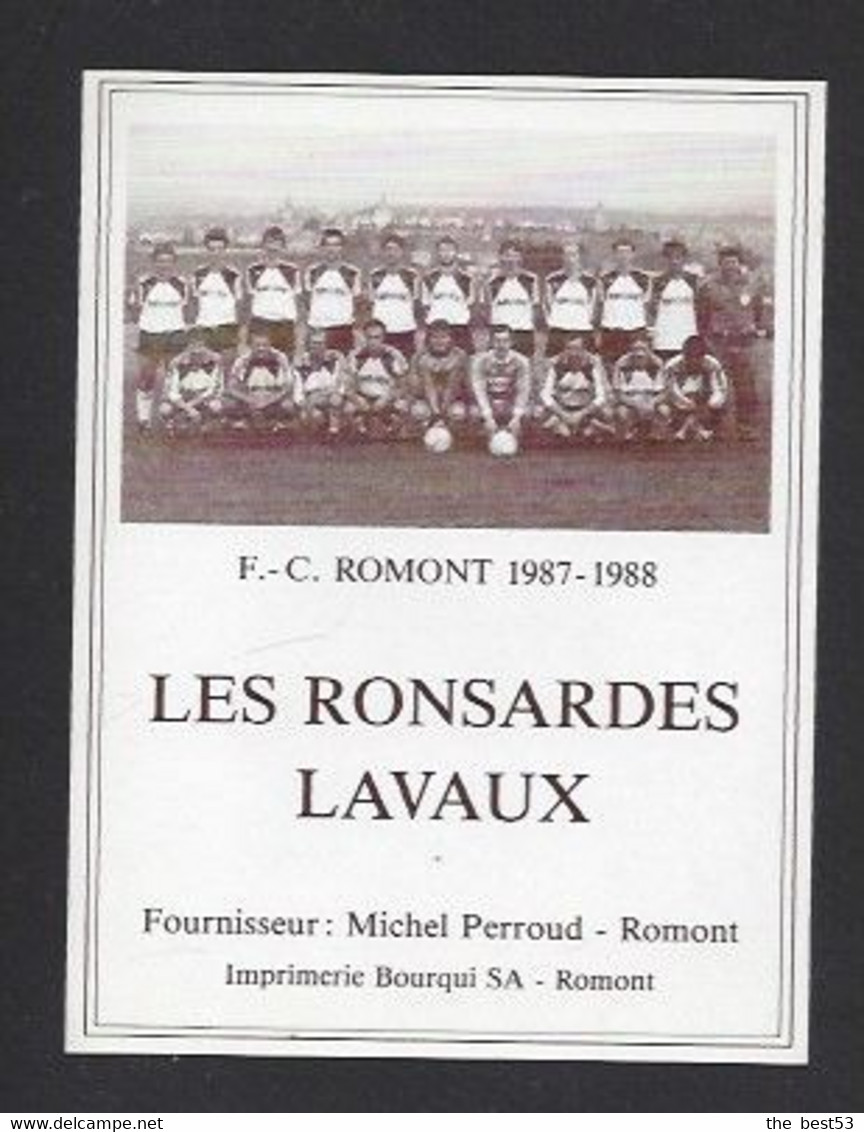 Etiquette De Vin Les Ronsardes Lavaux    -  FC  Romont (suisse)  -  Saison 1987/1988  - Thème Foot - Fussball