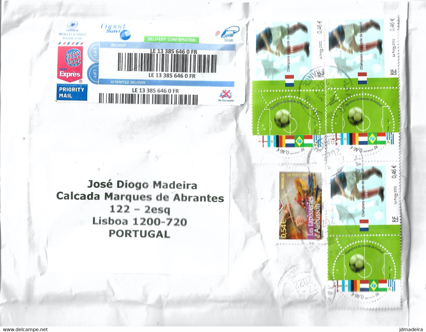 France Registered Cover To Portugal Soccer Football Stamps - Lettres & Documents