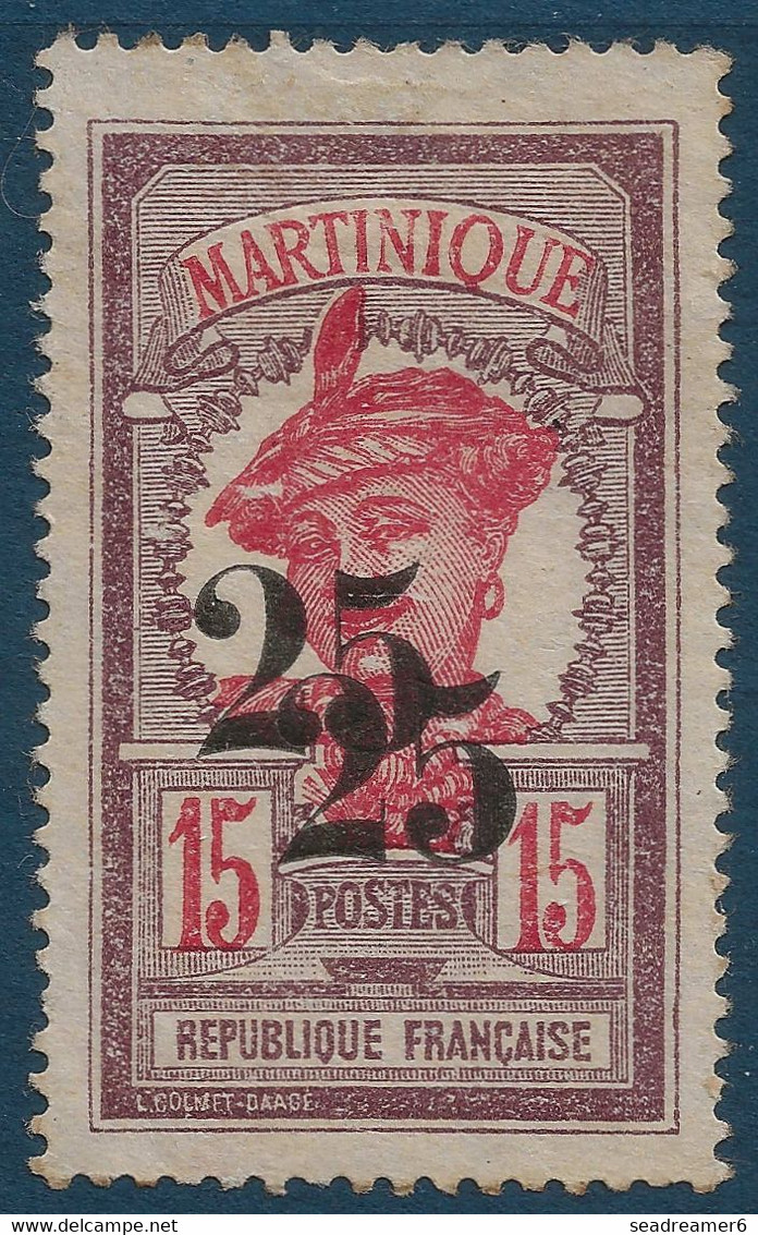 France Colonies Martinique N°85b* Variété Double Surcharge TTB Signé CALVES - Neufs