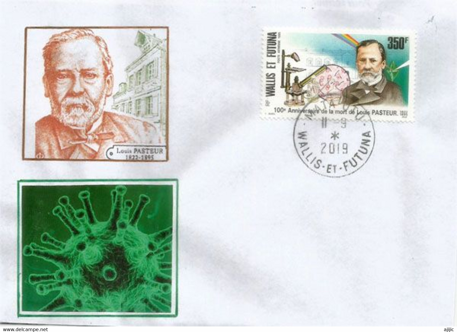 WALLIS & FUTUNA.  Hommage à Louis Pasteur, Lettre De Mata Utu (Wallis Et Futuna)  Timbre Poste Aérienne - Covers & Documents