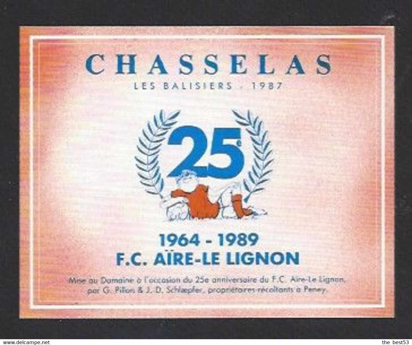 Etiquette De Vin  Chasselas -  FC Aïre Le Lignon  (Suisse)  -  25 éme Anniversaire 1964/1989  - Thème Foot - Fussball