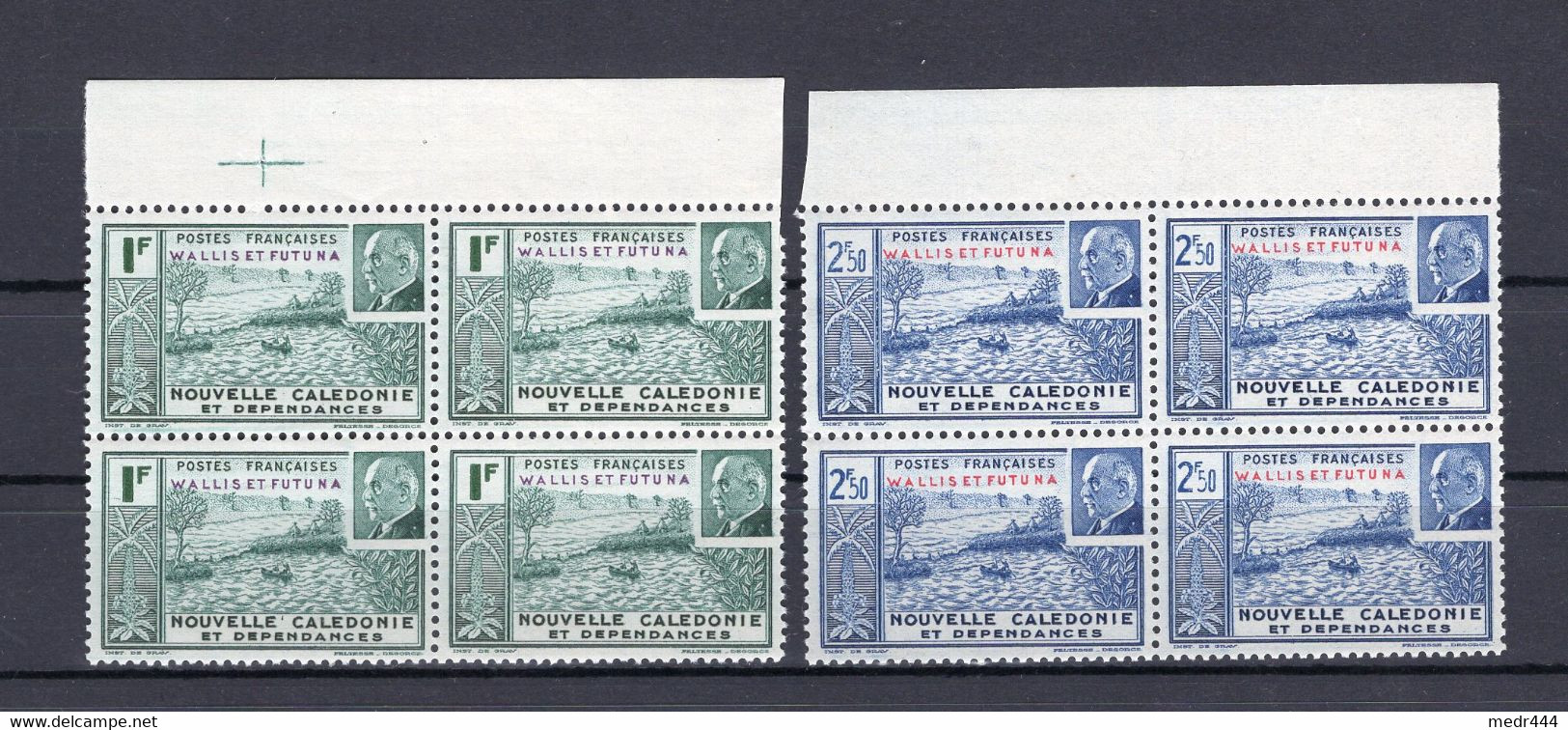 Wallis And Futuna 1941- Maréchal Petain - Oceania, New Caledonia, Wallis And Futuna - Block Of Four - MNH** - Superb*** - Briefe U. Dokumente