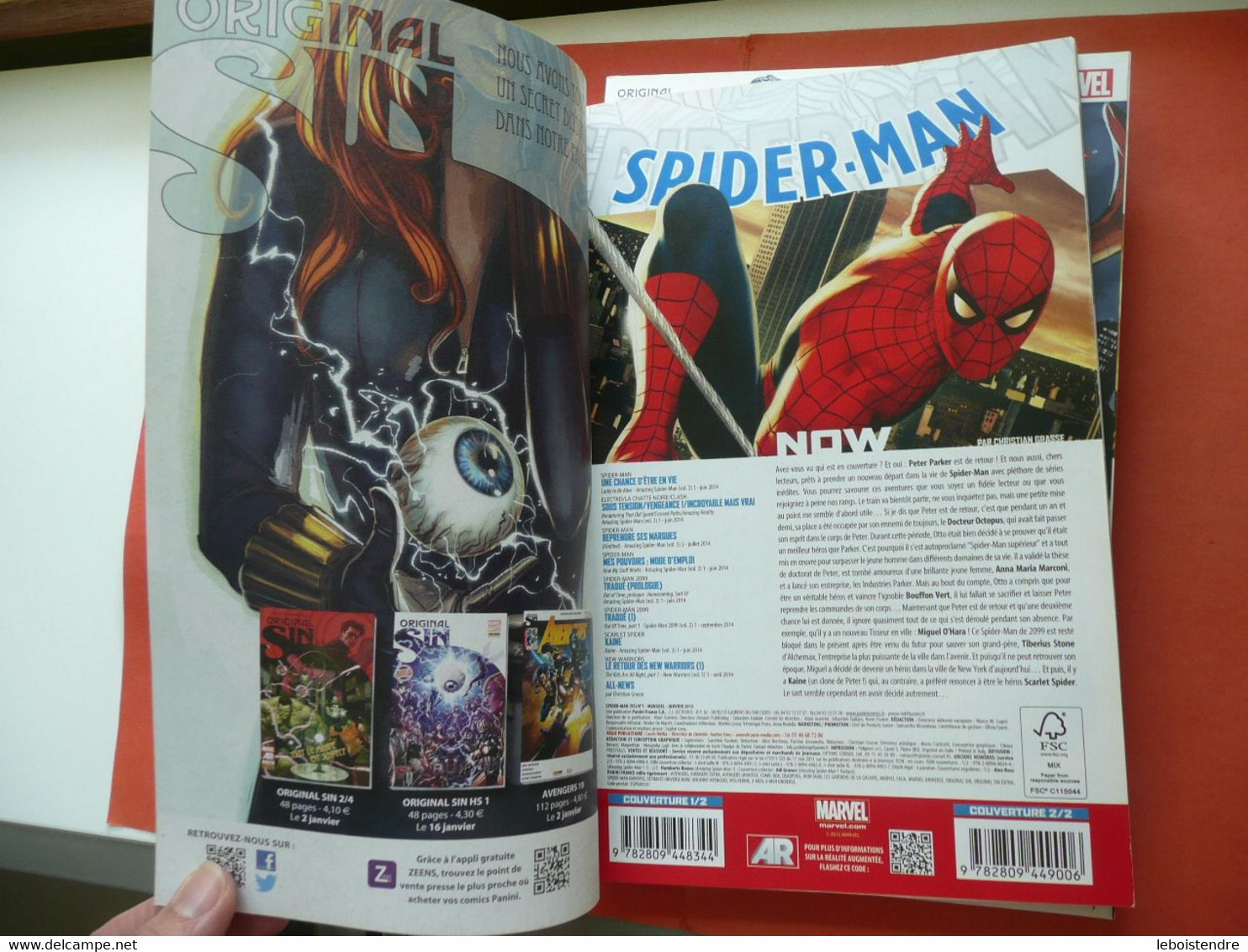 SPIDER-MAN SPIDERMAN N 1 2 3 4 5 JANVIER 2015 A MAI 2015 V5 N° 1 COUVERTURE 1/2 PANINI COMICS MARVEL