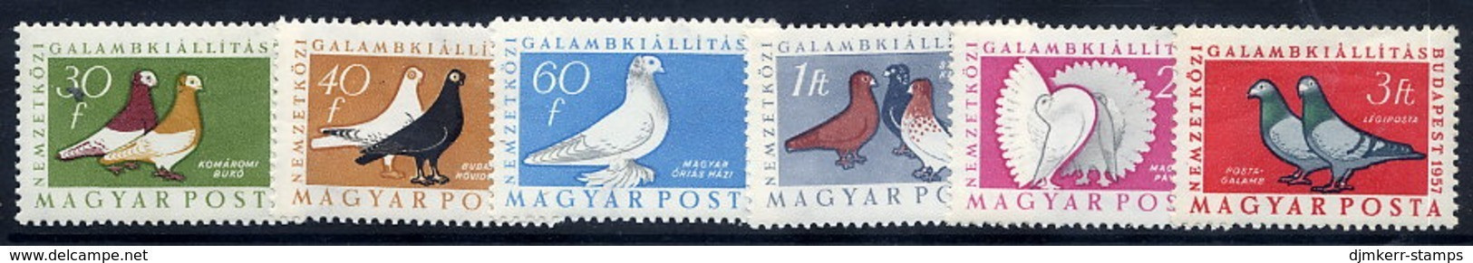 HUNGARY 1957 Pigeons Set MNH / **.  Michel 1505-10 - Nuovi