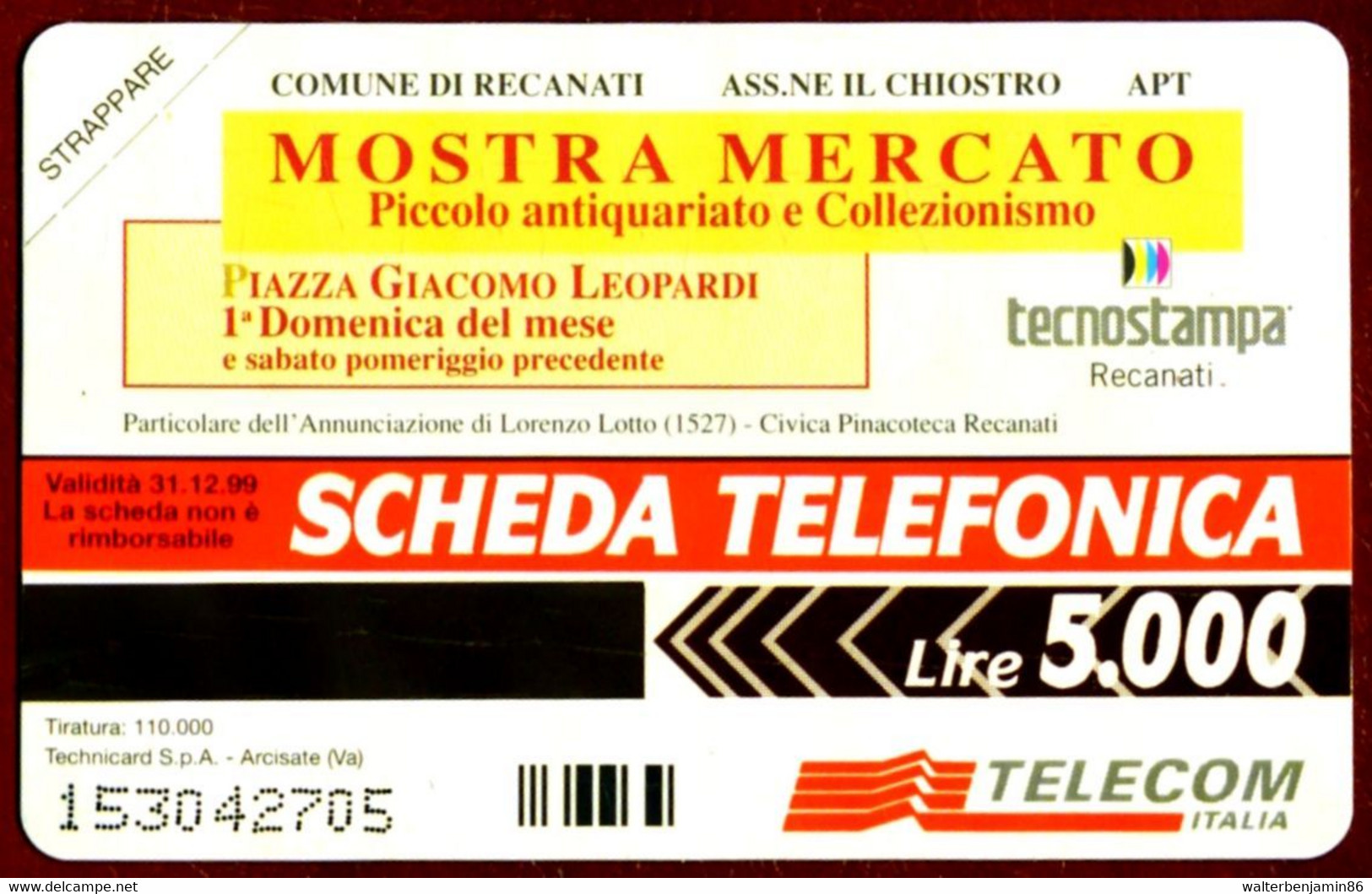 G 664 C&C 2749 SCHEDA TELEFONICA NUOVA RECANATI VARIANTE CERCHIO BIANCO - [3] Fehlliste