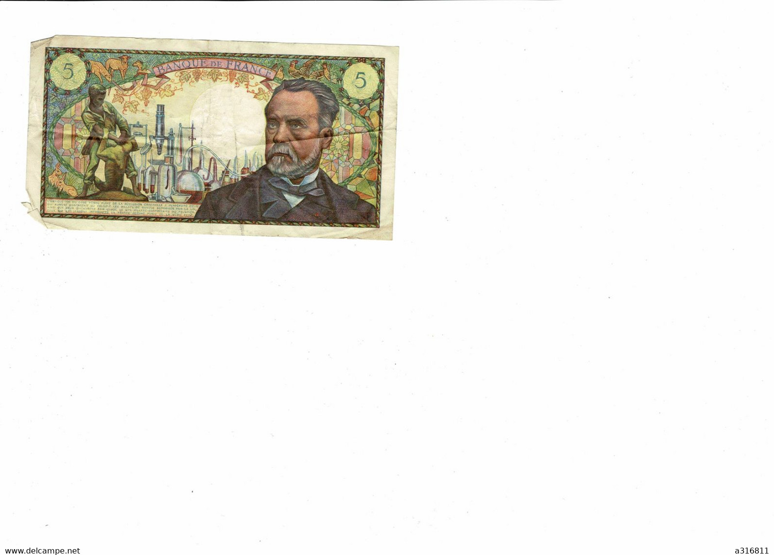 BILLET DE 5 FRANCS - 5 F 1966-1970 ''Pasteur''