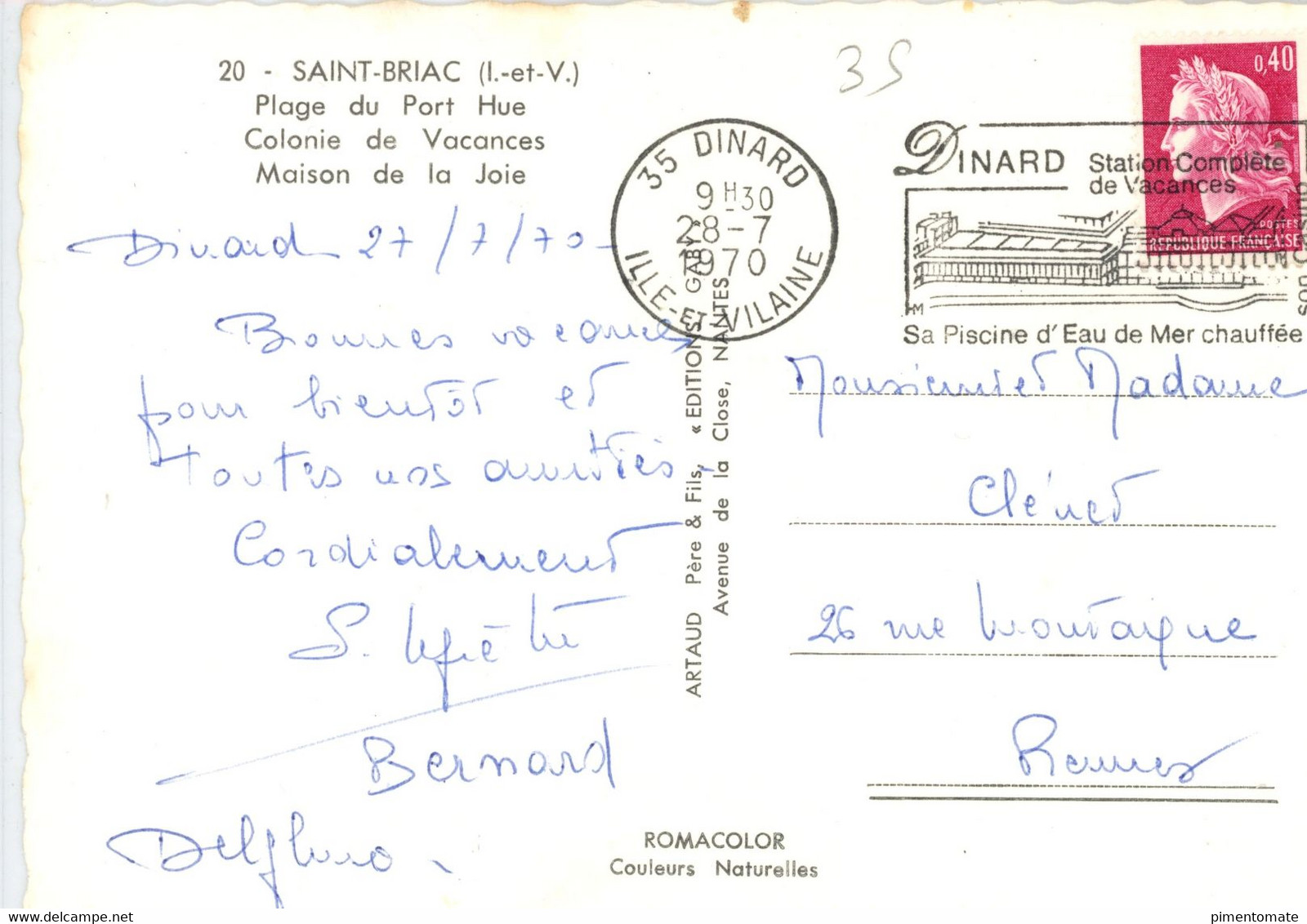 SAINT BRIAC PLAGE DU PORT HUE COLONIE DE VACANCES MAISON DE LA JOIE 1970 - Saint-Briac