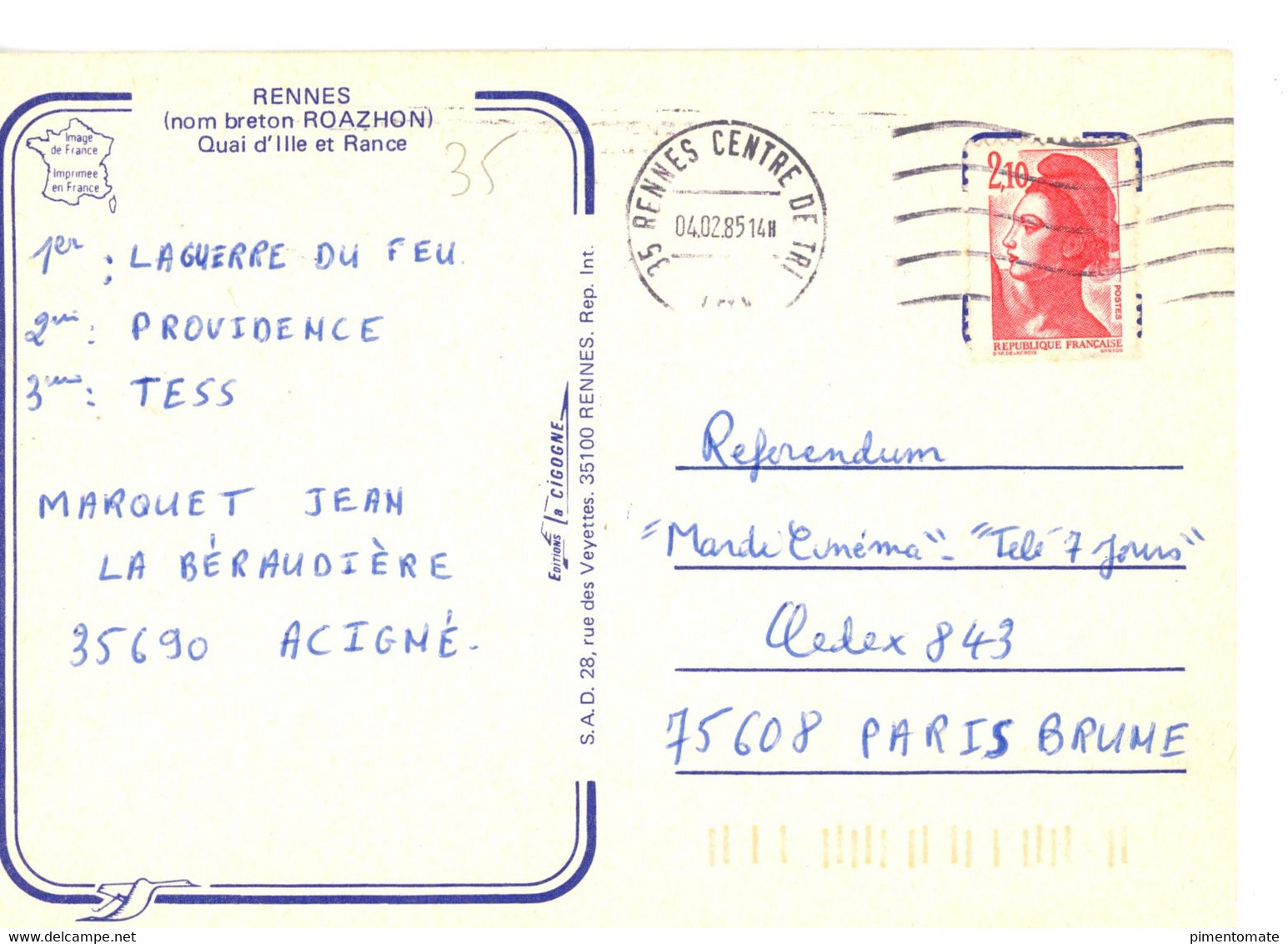 RENNES QUAI D'ILLE ET RANCE ECLUSE 1985 - Rennes