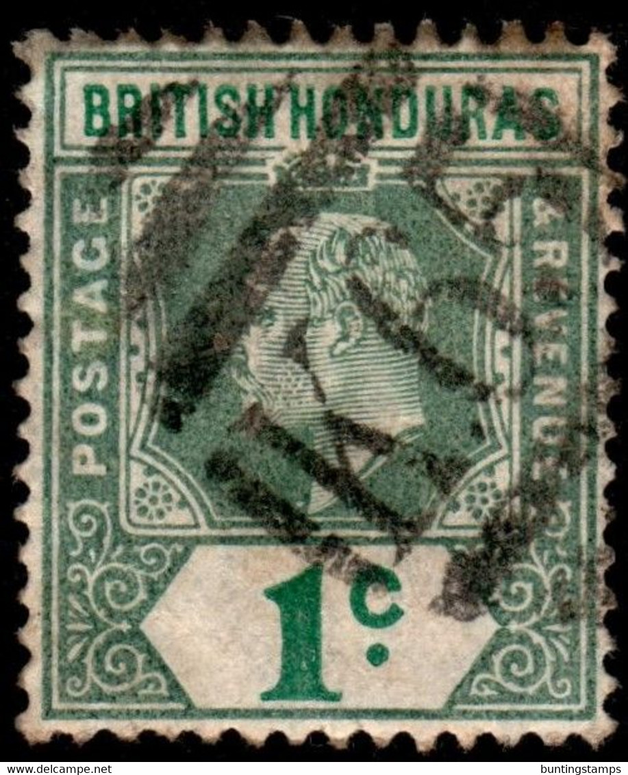 British Honduras 1904 KE VII Crown CA 1c Grey-green And Green K65 (Belize) Cancel - British Honduras (...-1970)