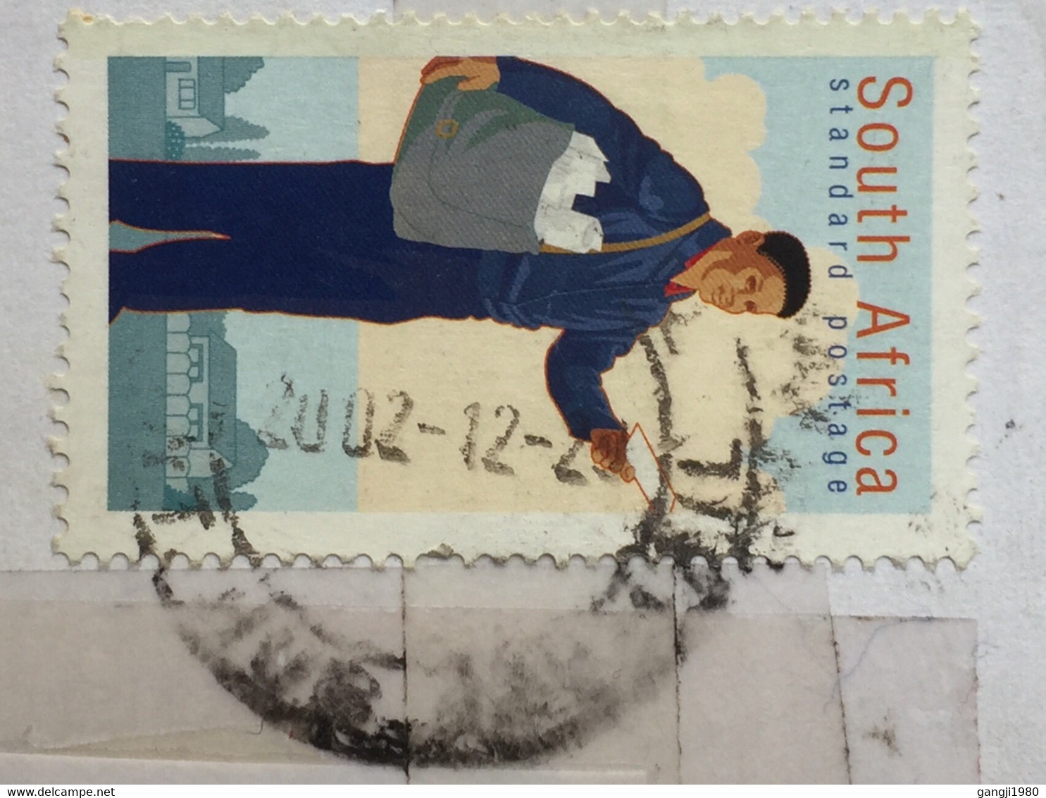 SOUTH AFRICA AIRMAIL USED COVER TO INDIA,2 STAMPS ,BUTTERFLY, POSTMAN ,CAPE TOWN CANCELLATION - Covers & Documents