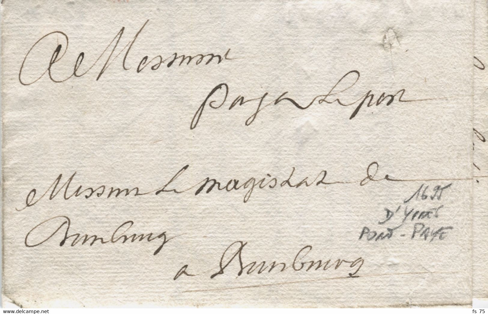 BELGIQUE - PAYE LE PORT MANUSCRIT SUR LETTRE AVEC CORRESPONDANCE D'YPRES, 1695 - 1621-1713 (Spanische Niederlande)