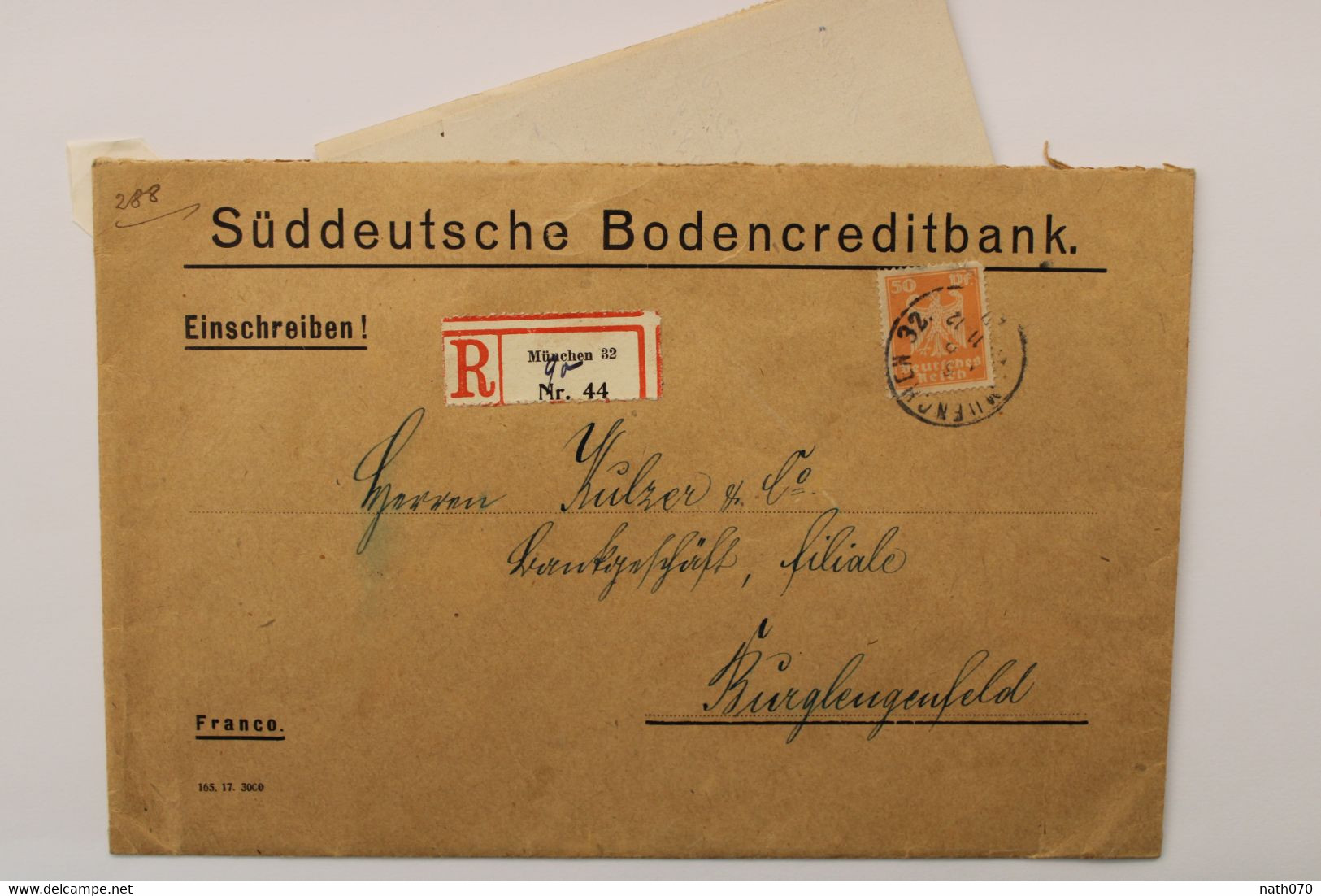 1924 Deutsche Reich Allemagne Cover Einschreiben Registered Recommandé Bodencreditbanke Burglengenfeld Voir Dos - Brieven En Documenten