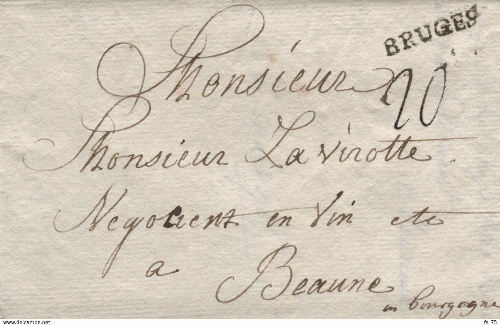 BELGIQUE - BRUGES SUR LETTRE AVEC CORRESPONDANCE POUR LA FRANCE, 1766 - 1714-1794 (Paesi Bassi Austriaci)