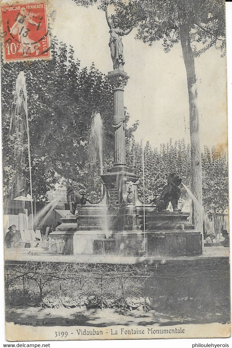 CPA 83 VIDAUBAN La Fontaine Monumentale 1913 - Vidauban