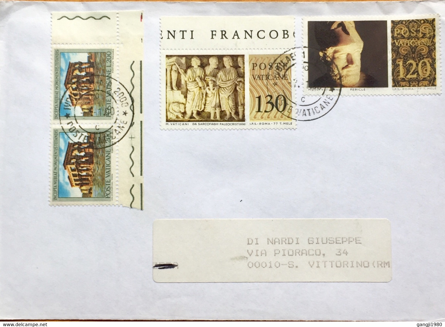 VATICAN USED 2000, COVER TO ITALY,4  STAMPS, ROMAN EMPIER ,ARCHEOLOGY,MONUMENT,BUILDING,ARCHITECTURAL,CULTURE,EARLY DRES - Storia Postale