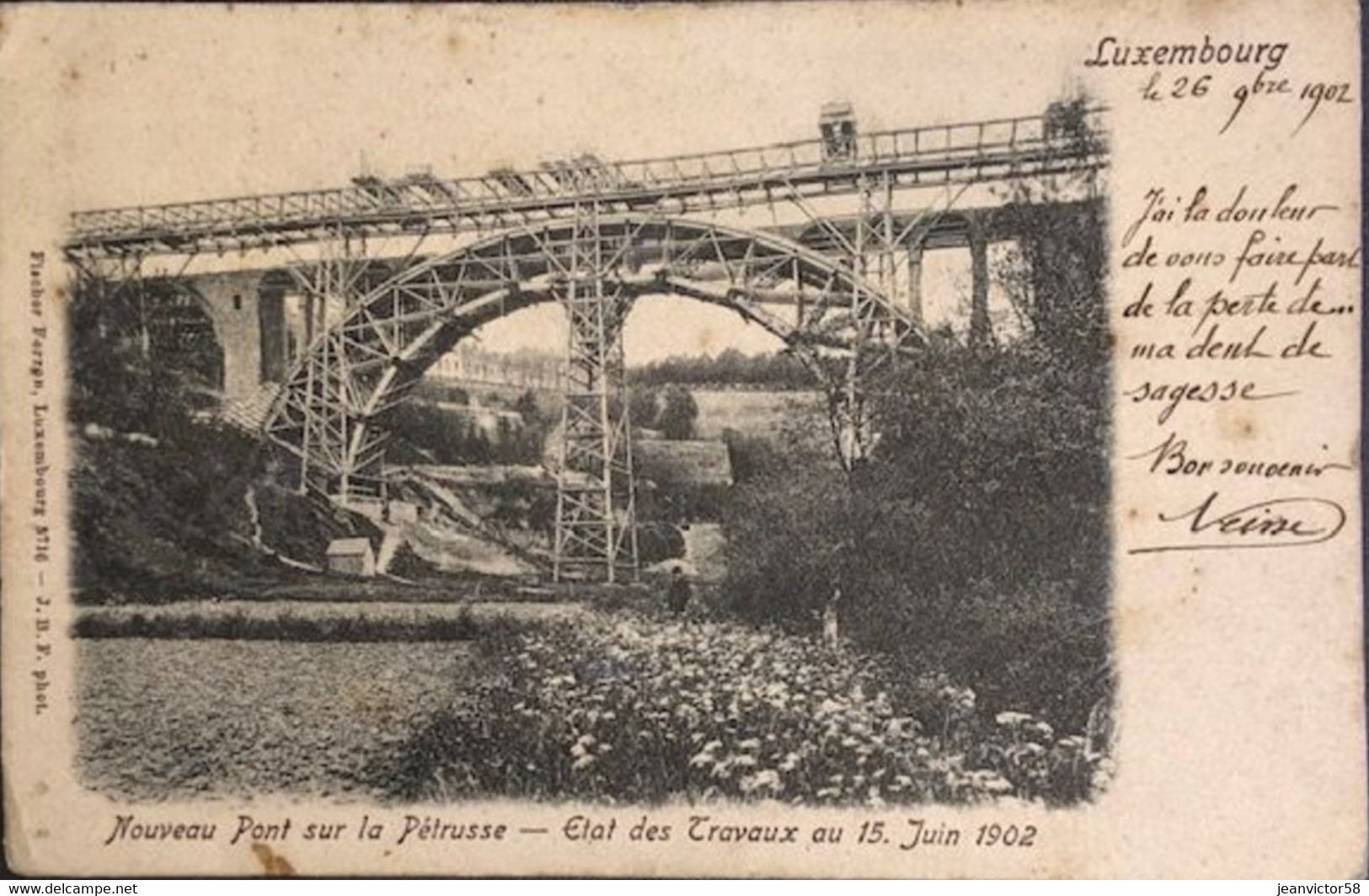 Luxembourg Nouveau  Pont Sur La Pétrusse Etat Des Travaux Au 15 Juin 1902 - Luxemburg - Stad