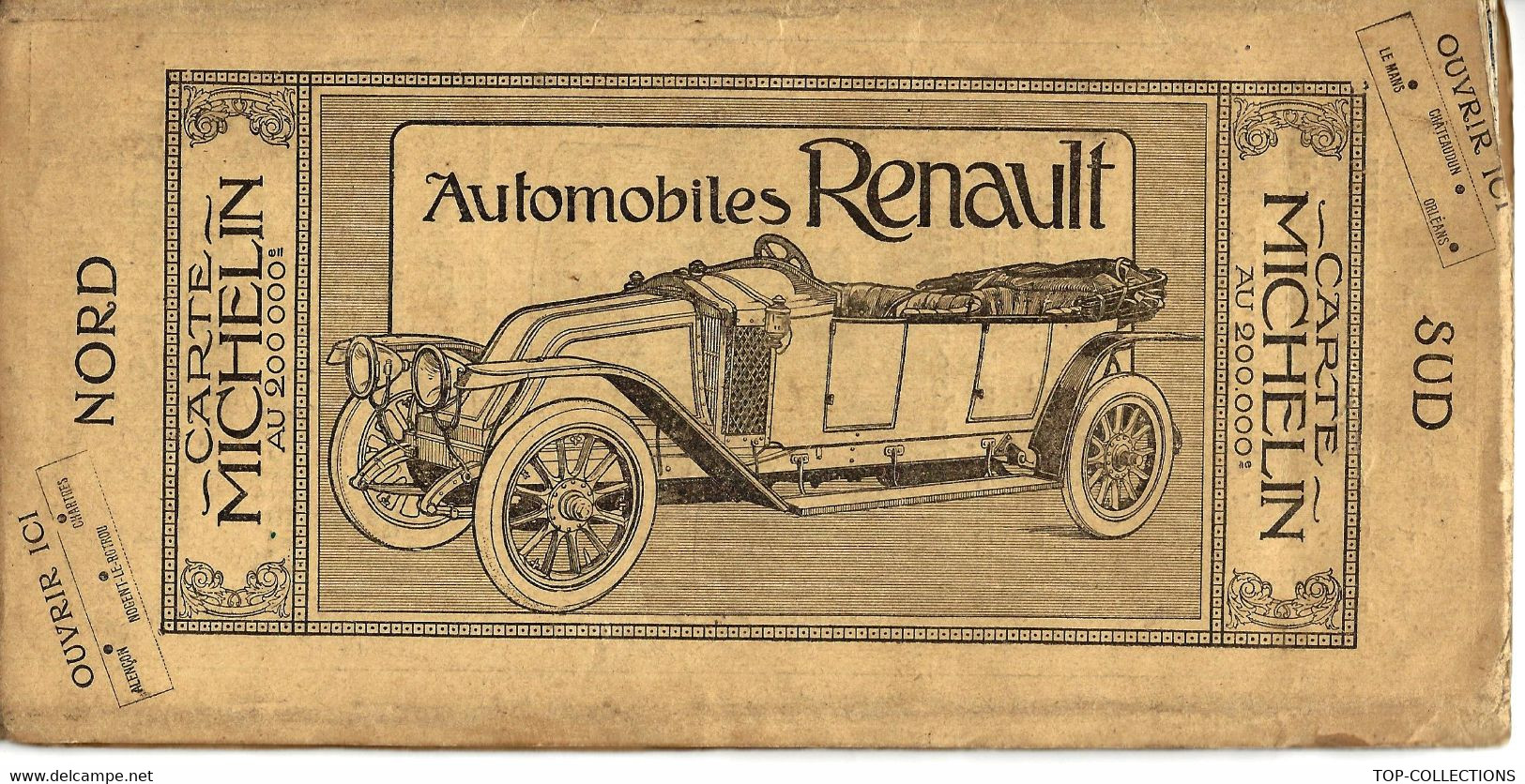 Circa 1910 CARTE MICHELIN N° 15 LE MANS ORLEANS PUBLICITES Automobiles RENAULT  Et DELAUNAY - Roadmaps