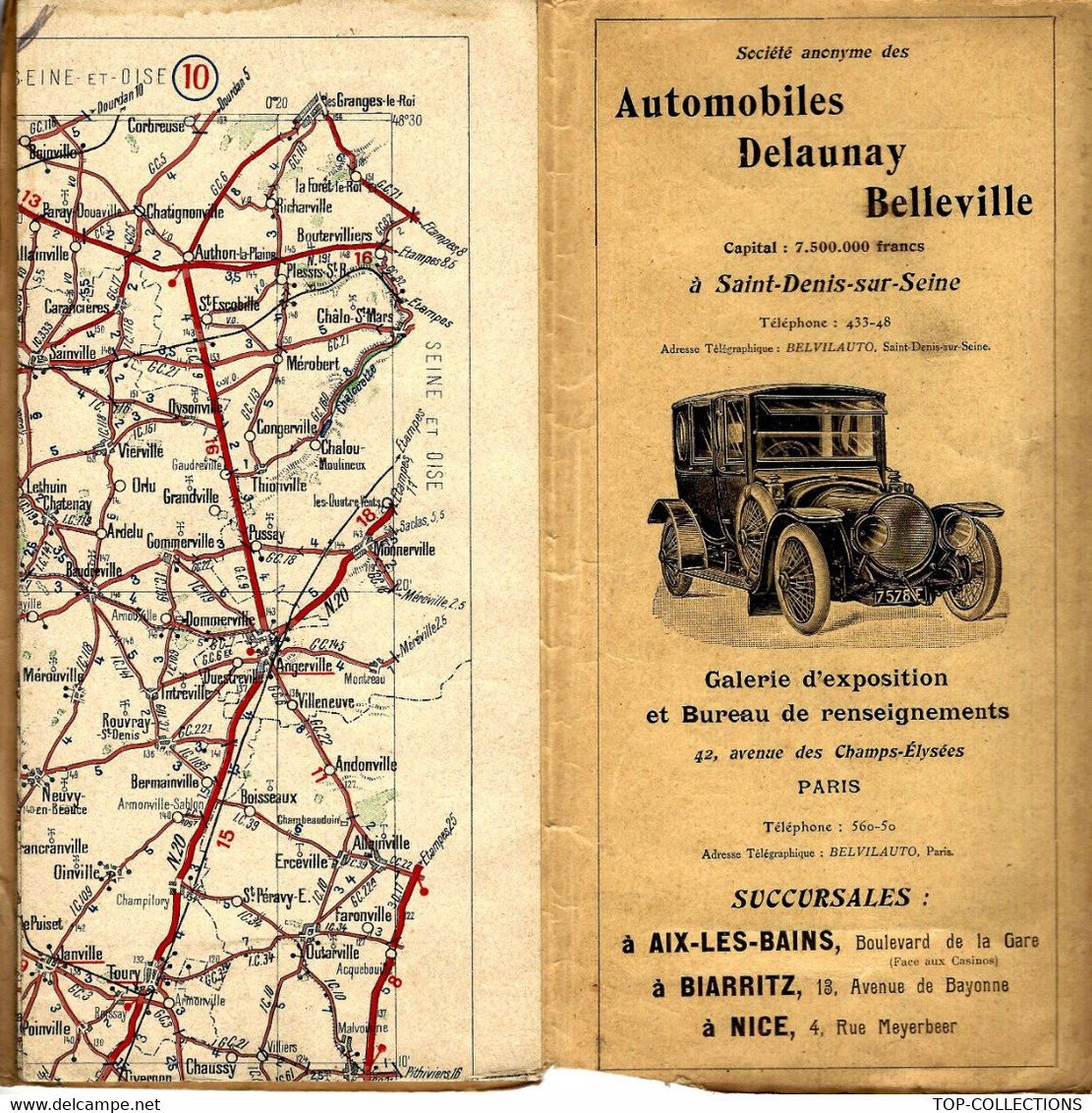 Circa 1910 CARTE MICHELIN N° 15 LE MANS ORLEANS PUBLICITES Automobiles RENAULT  Et DELAUNAY - Cartes Routières