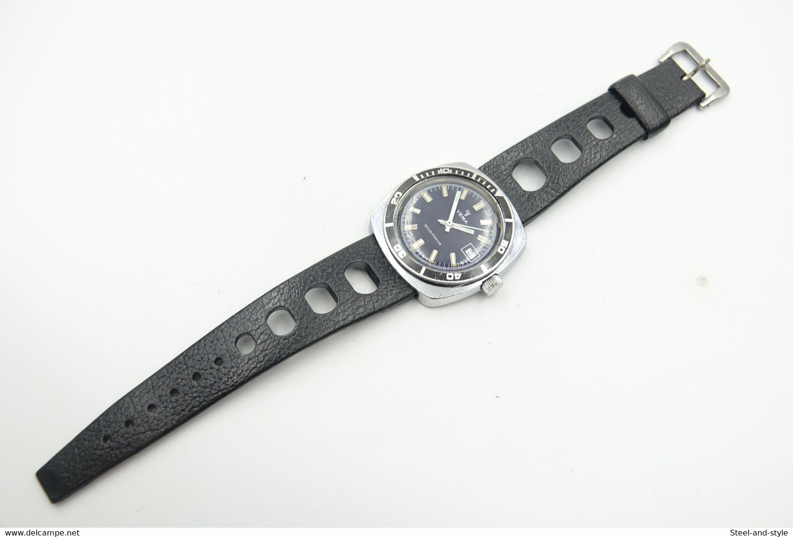 watches : YEMA MEN SOUS MARINE DIVER BLUE W TROPIC SPORT HAND WIND - 1980's  - original - running - excelent condition
