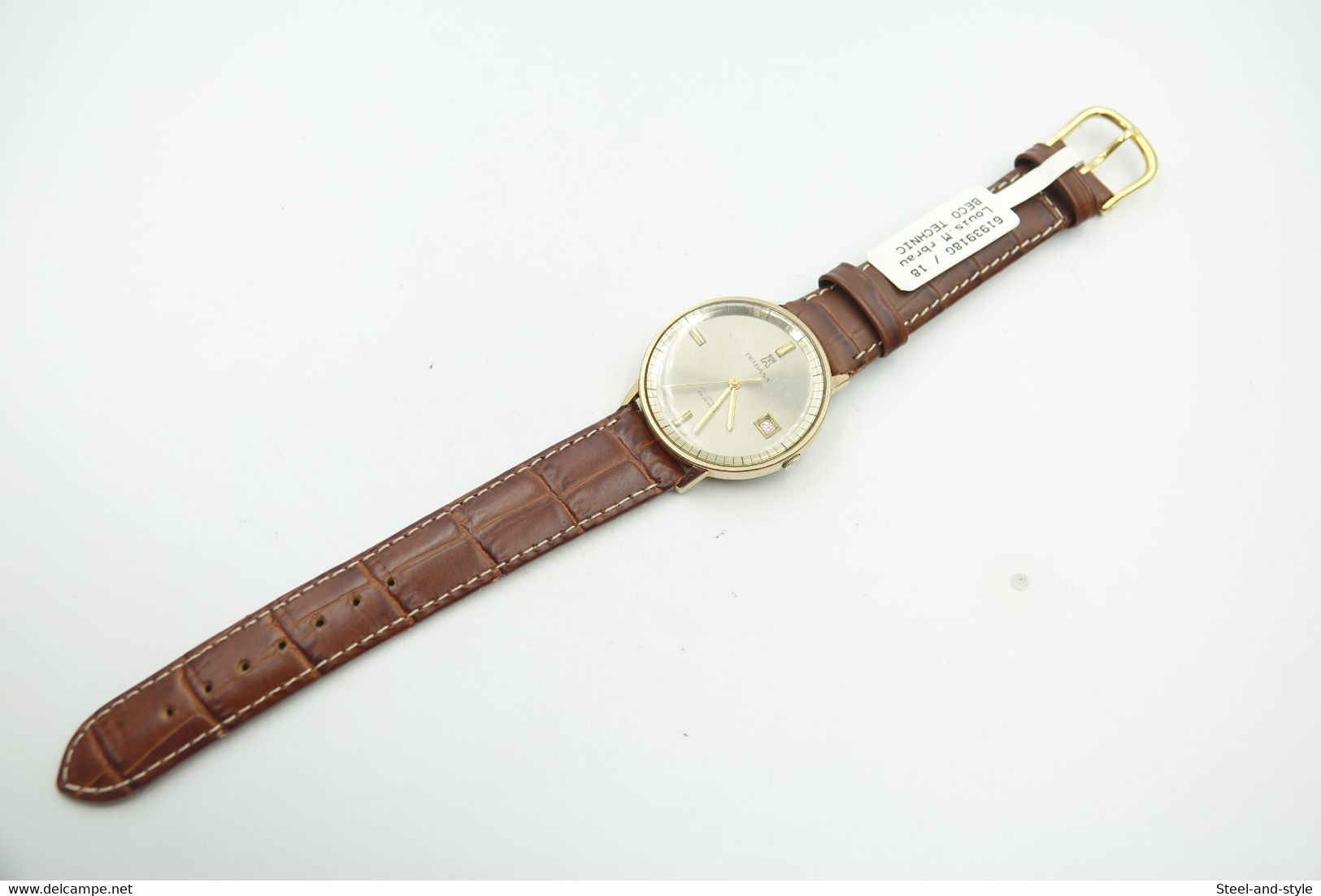 watches : DELBANA MEN AUTOMATIC WITH BRAND NEW BAND ( ETA UT ) - 25 jewels - swiss made - running - excelent condition