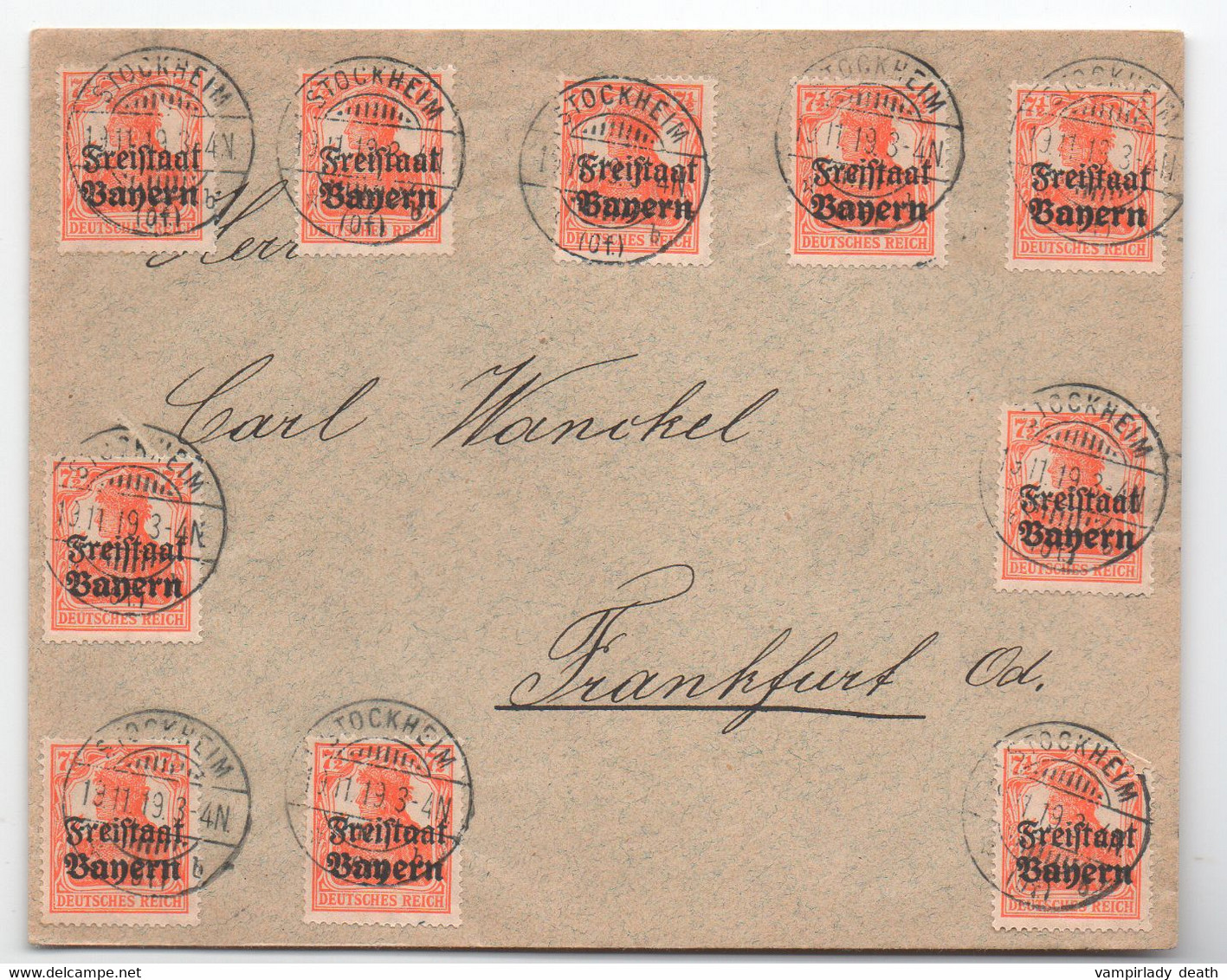 Brief, Stockheim, Kronach, Bayern, MeF, Gel. 1919, Nach Frankfurt / Oder - Covers & Documents