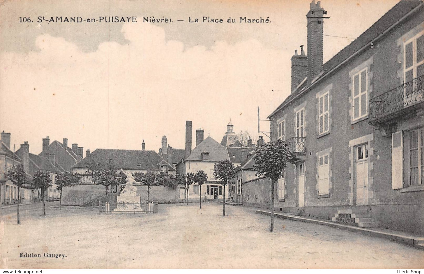 SAINT-AMAND-EN-PUISAYE (58) - La Place De Marché En 1937 - Édition Gaugey - Cpa - Saint-Amand-en-Puisaye