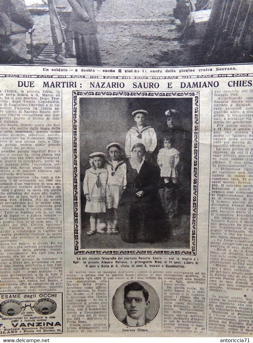 La Domenica Del Corriere 10 Settembre 1916 WW1 Nazario Sauro Chiesa Gorizia Yser - Guerre 1914-18