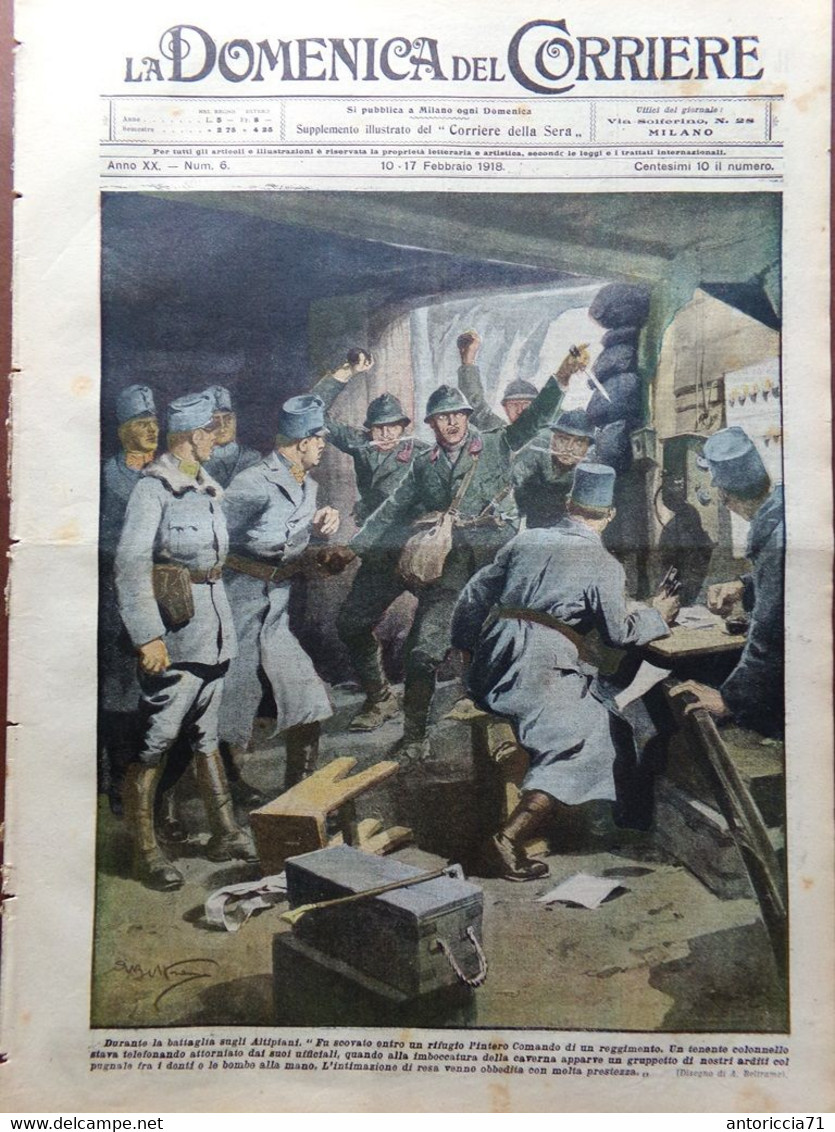 La Domenica Del Corriere 10 Febbraio 1918 WW1 Trotski Altipiani Possagno Antonov - Guerra 1914-18