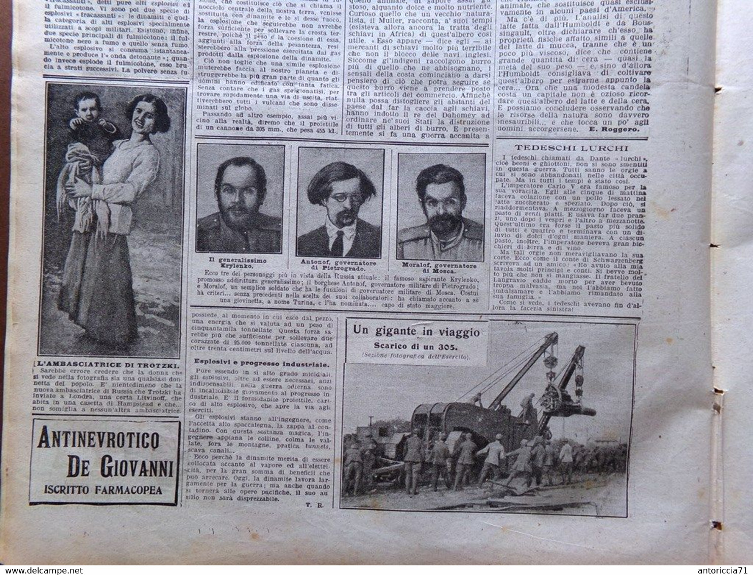 La Domenica Del Corriere 10 Febbraio 1918 WW1 Trotski Altipiani Possagno Antonov - War 1914-18