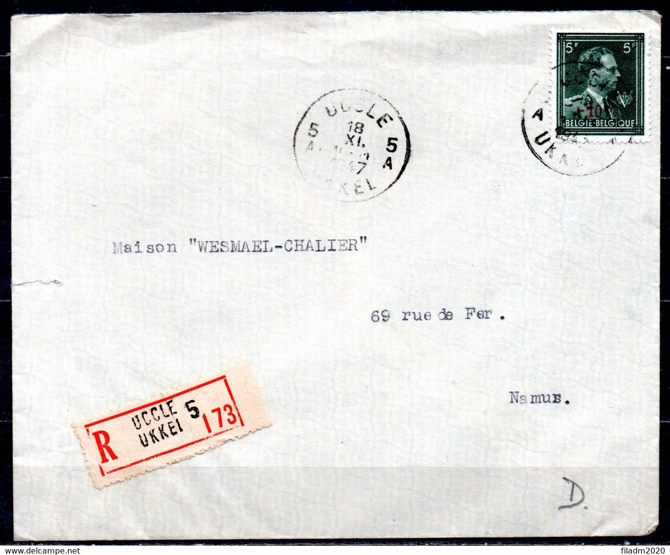 724T Op Brief Gestempeld UCCLE - UKKEL - 1946 -10%