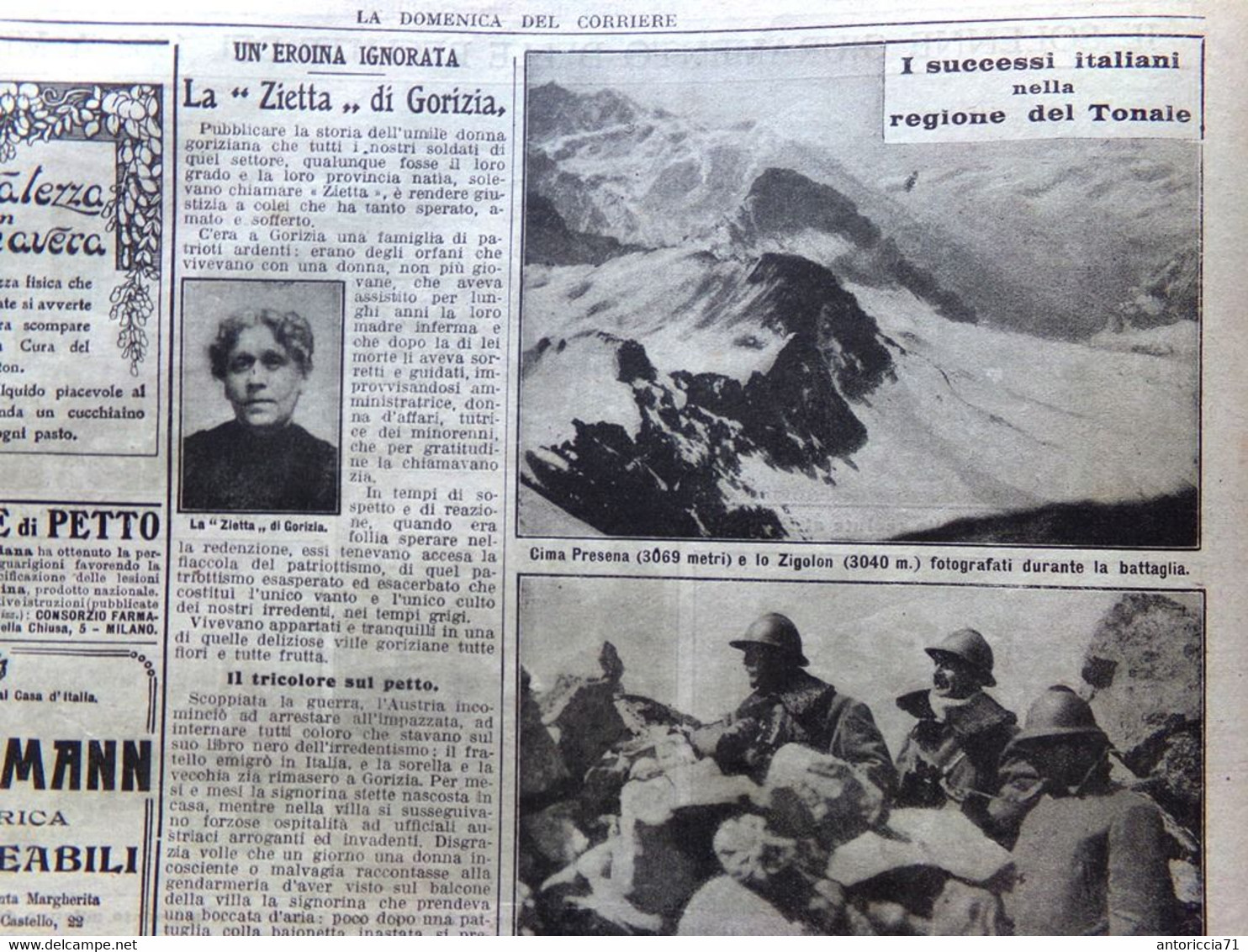 La Domenica Del Corriere 16 Giugno 1918 WW1 Tonale Giuramento Di Reclute Zietta - War 1914-18