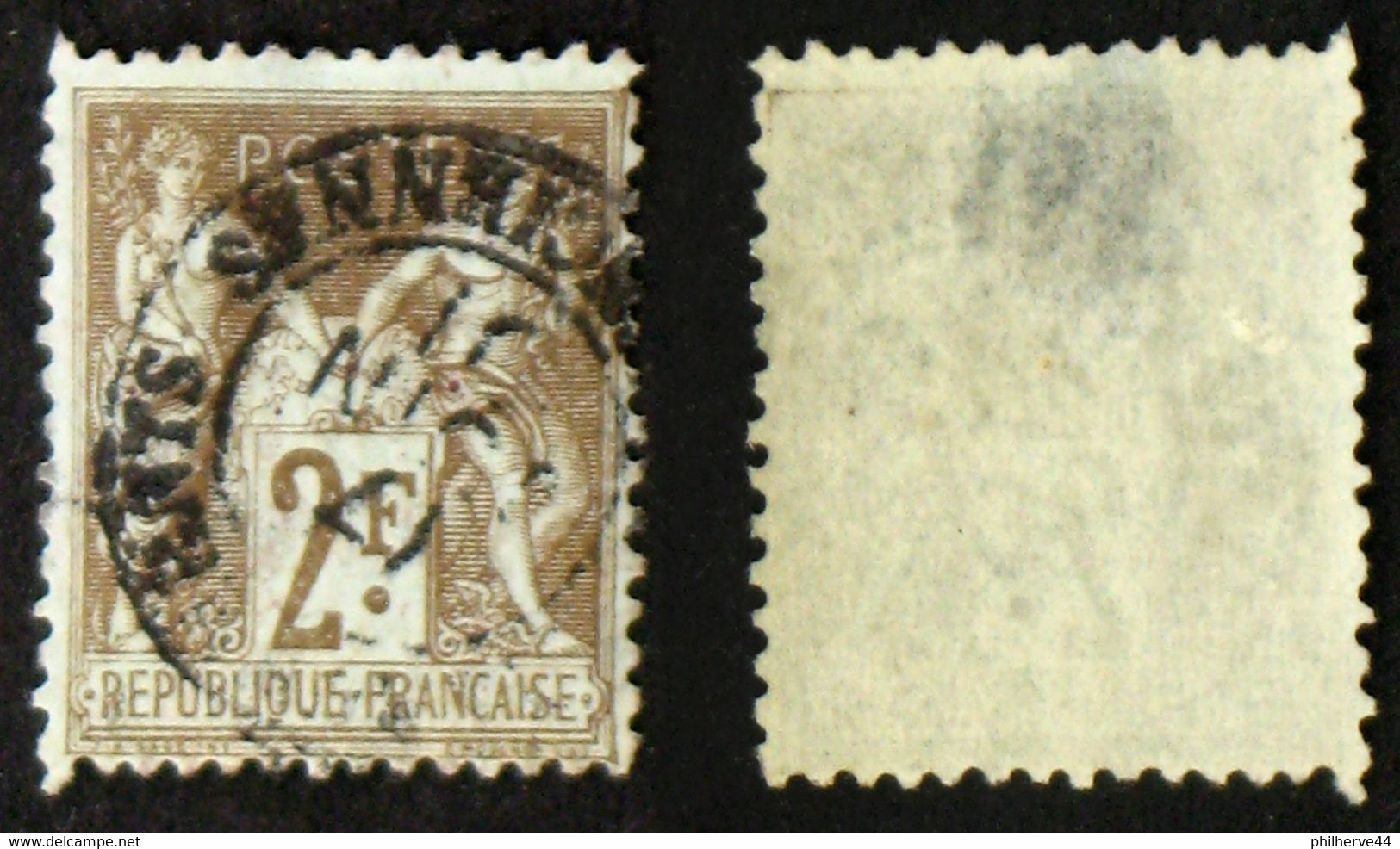 N° 105 2F SAGE Bistre/azuré B Cote 55€ - 1898-1900 Sage (Tipo III)