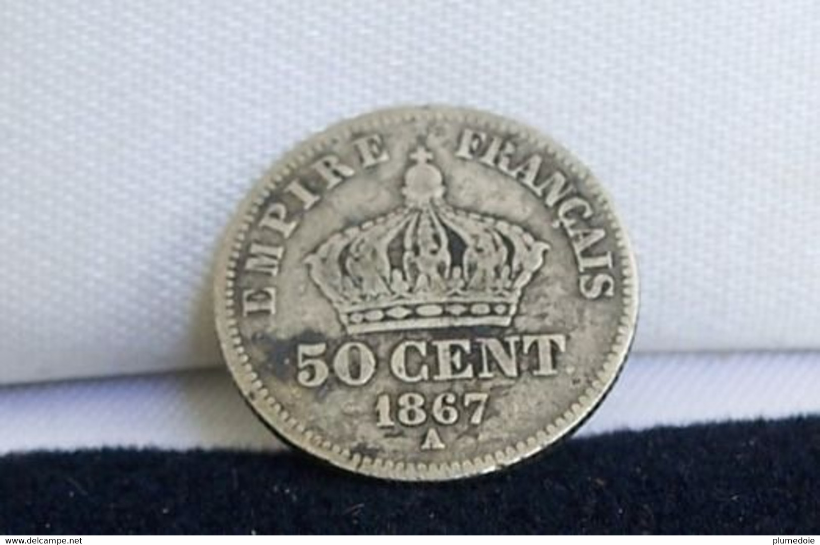 50 CENTIMES 1867 A . PARIS  . NAPOLEON III . ARGENT . FRANCE OLD SILVER COIN - 50 Centimes