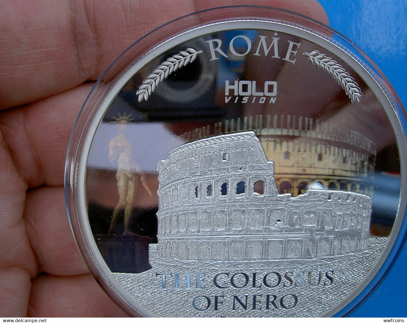 NIUE 5 $ 2016 SILVER 999 OZ 3 MINTAGE 500PZ VERY RARE COLOSSEO NERONE DYNAMIC HOLOGRAM CONSERVAZIONE FDC BOX+GARANZIA