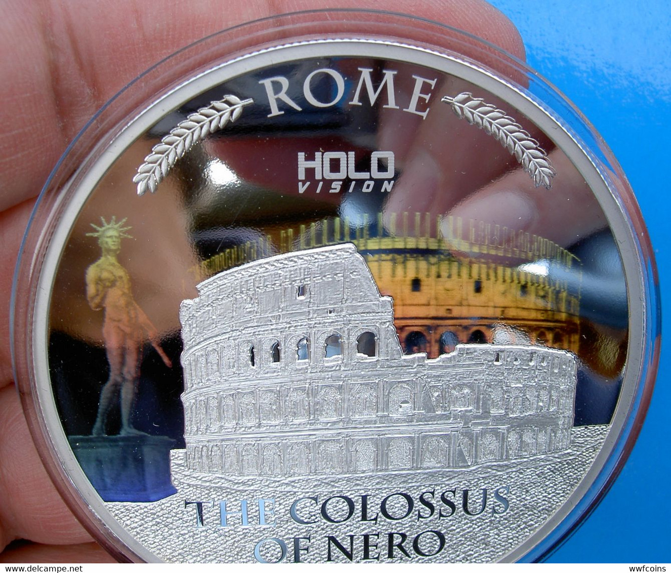 NIUE 5 $ 2016 SILVER 999 OZ 3 MINTAGE 500PZ VERY RARE COLOSSEO NERONE DYNAMIC HOLOGRAM CONSERVAZIONE FDC BOX+GARANZIA