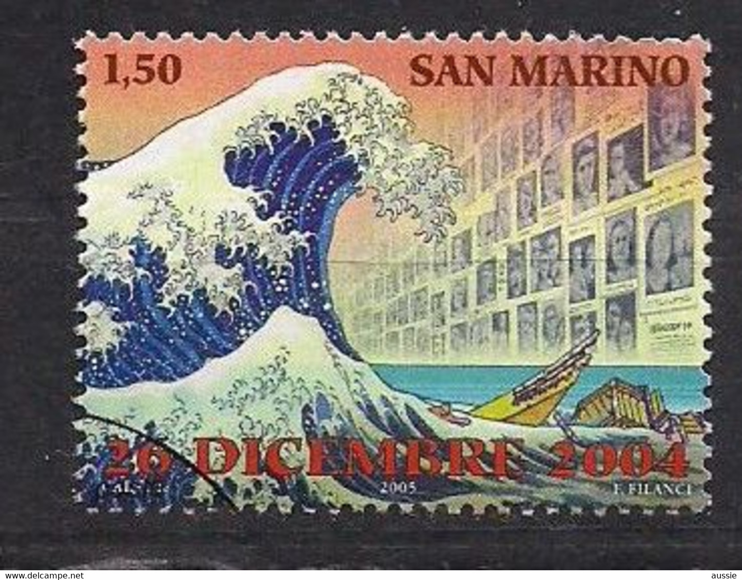 San Marino Saint-Marin 2005 Yvertn° 1975 (°) Oblitéré Used Cote  4 €   Tsunami Japon - Usados