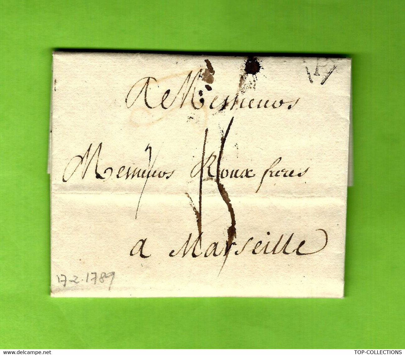 1789 Louis Julien Banque Paris POUR Roux  Frères NEGOCE BANQUE à MARSEILLE V.HISTORIQUE