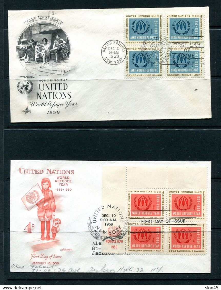 USA 1959 UN 17 Covers FDC In Blocks Of 4 14 Covers Corner Block With Inscription 12672 - Briefe U. Dokumente