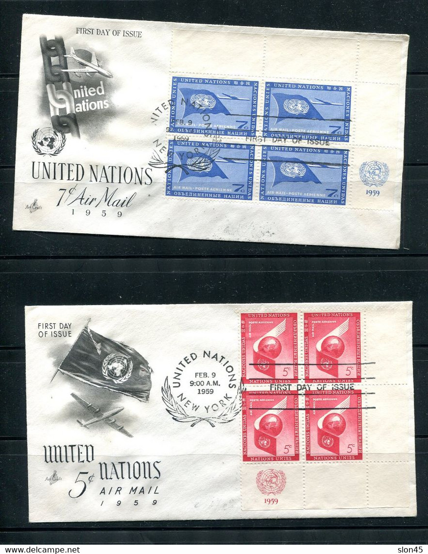 USA 1959 UN 17 covers FDC in blocks of 4 14 covers corner block with inscription 12672