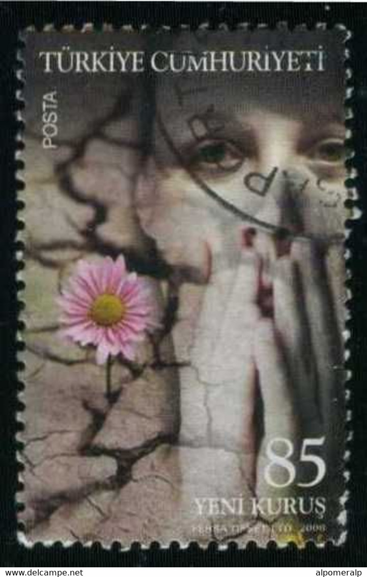 Türkiye 2008 Mi 3682 Global Warming, Terrified Woman, Flower In Drought Area - Usati