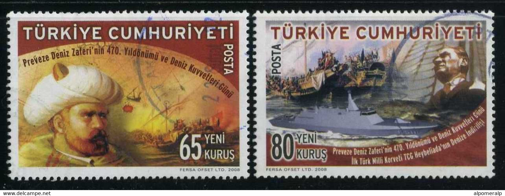 Türkiye 2008 Mi 3700-3701 470th Anniversary Of Preveze Naval War And Naval Forces Day - Oblitérés