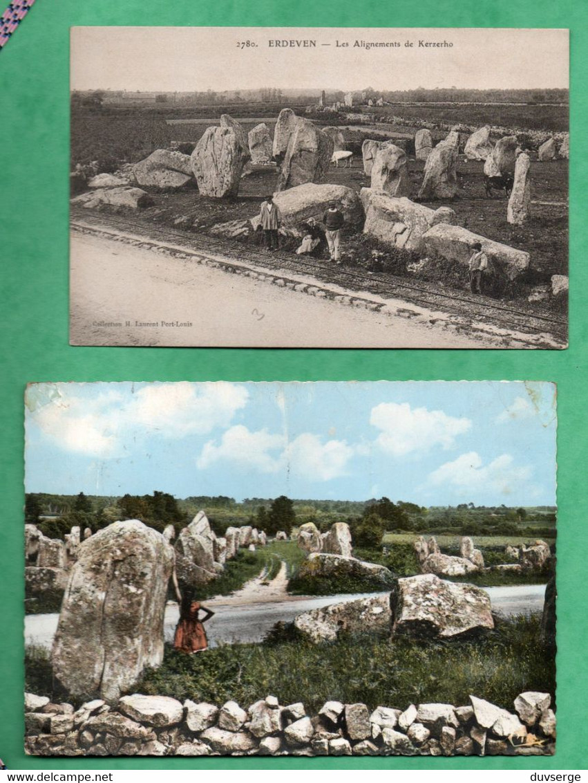 56 Morbihan Erdeven Alignements De Kerzhero Menhirs Lot De 2 Cartes Postales - Dolmen & Menhirs