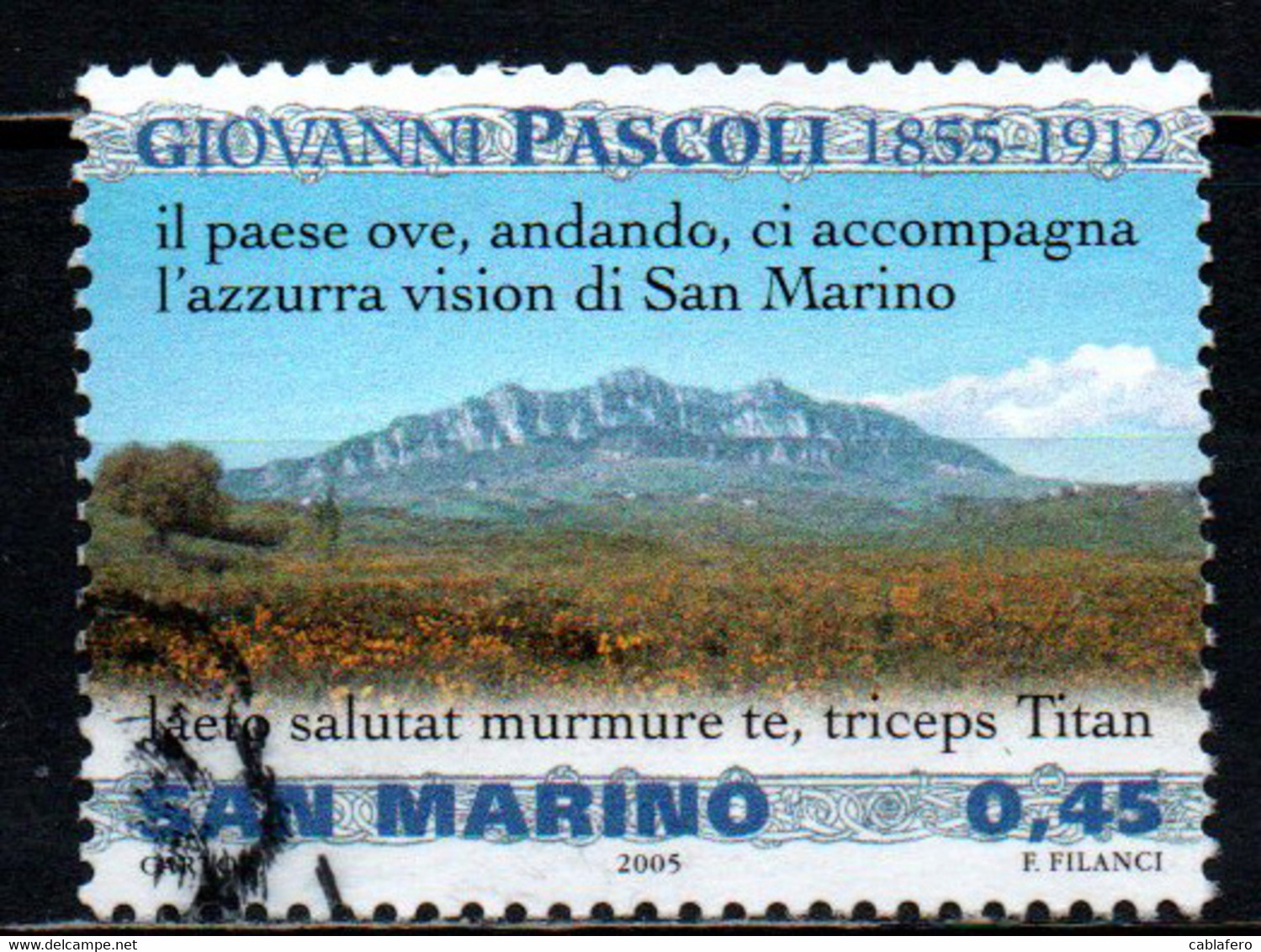 SAN MARINO - 2005 - 150° ANNIVERSARIO DELLA NASCITA DI GIOVANNI PASCOLI - USATO - Usados