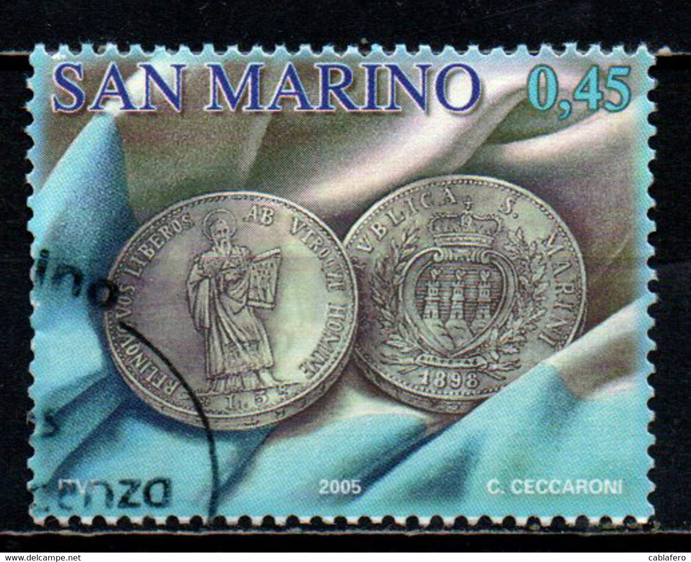 SAN MARINO - 2005 - LE MONETE DI SAN MARINO: LA PRIMA MONETA D'ARGENTO DA 5 LIRE - USATO - Usados