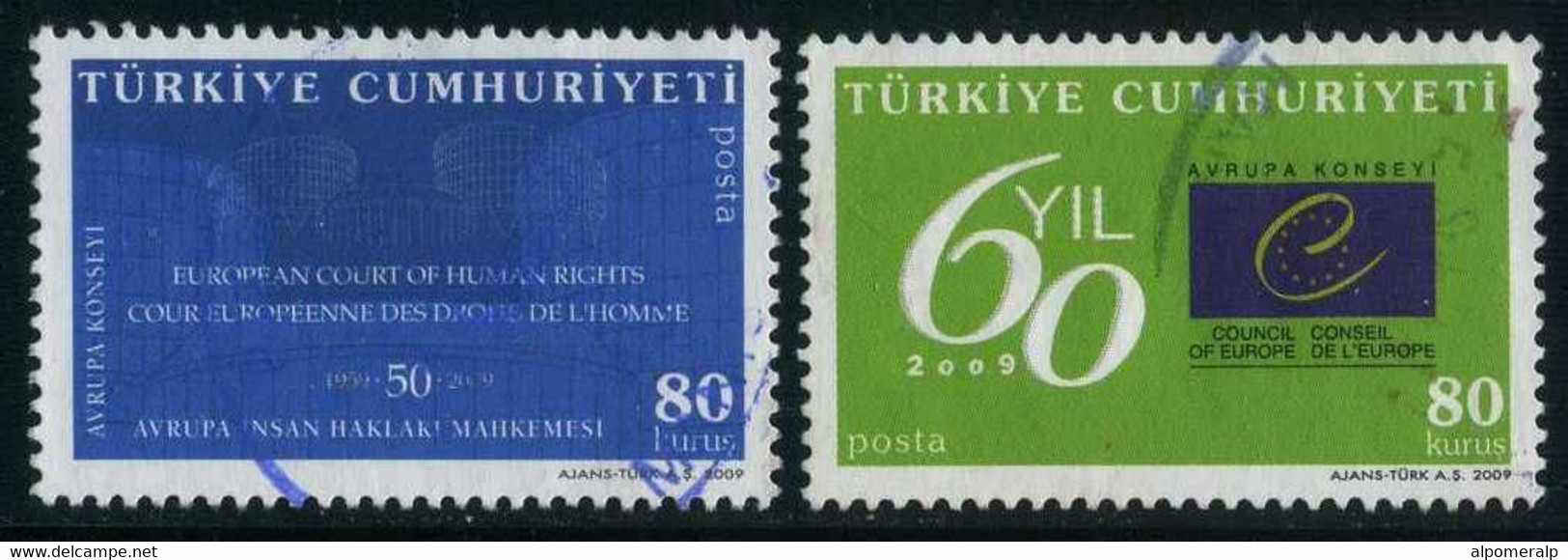 Türkiye 2009 Mi 3728-3729 European Court Of Human Rights - Oblitérés